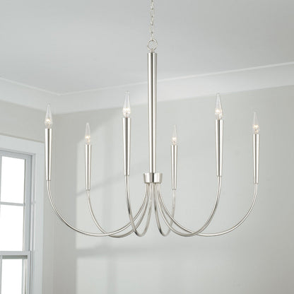 Audrey Chandelier, Chandelier, Polished Nickel