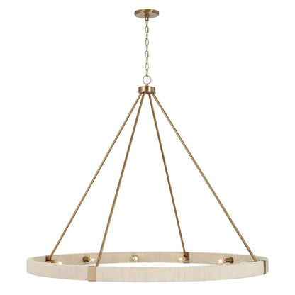 12-Light Amanda Chandelier, Bleached Hand Woven and Matte Brass, Chandelier 