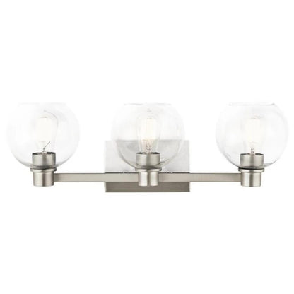 Harmony Vanity, 3-Light Vanity, Brushed Nickel, Clear Glass
