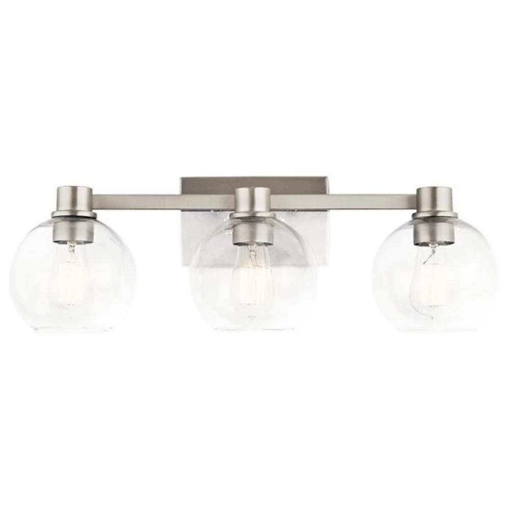 Harmony Vanity, 3-Light Vanity, Brushed Nickel, Clear Glass