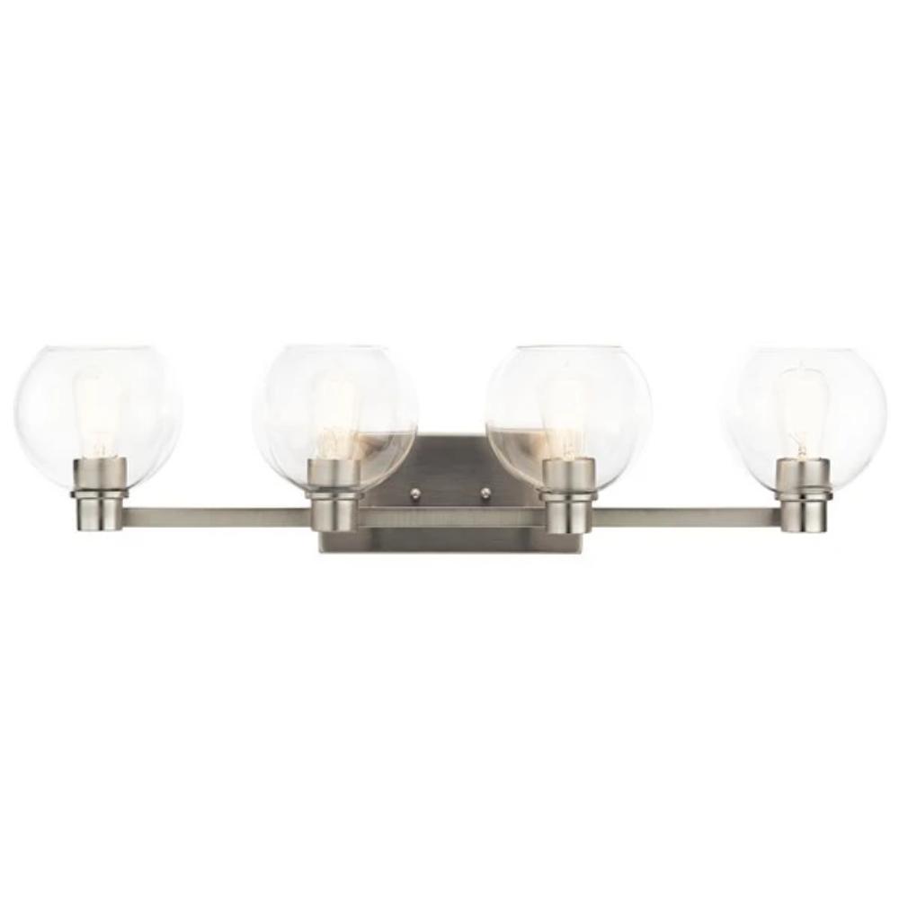 Harmony Vanity, 4-Light Vanity, Brushed Nickel, Clear Glass