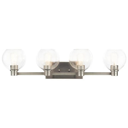 Harmony Vanity, 4-Light Vanity, Brushed Nickel, Clear Glass