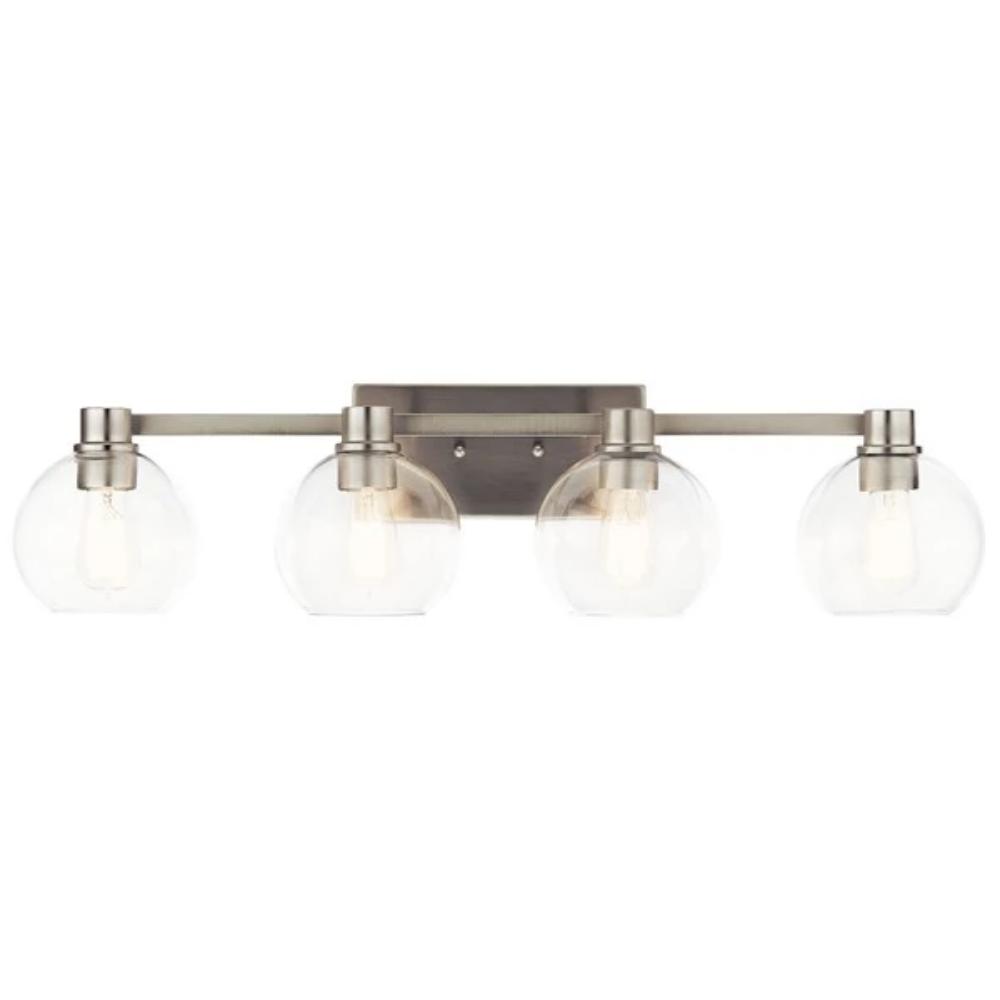 Harmony Vanity, 4-Light Vanity, Brushed Nickel, Clear Glass