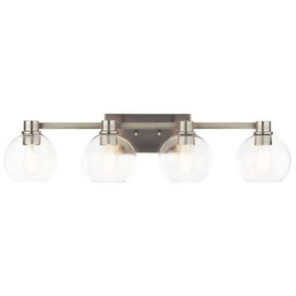 Harmony Vanity, 4-Light Vanity, Brushed Nickel, Clear Glass