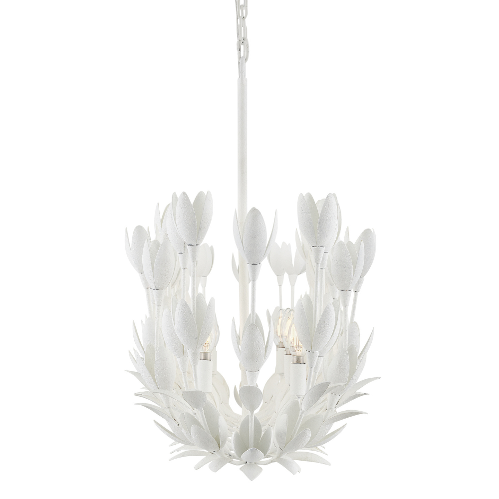 Magnolia Linear Chandelier, Plastered White, Linear Chandelier