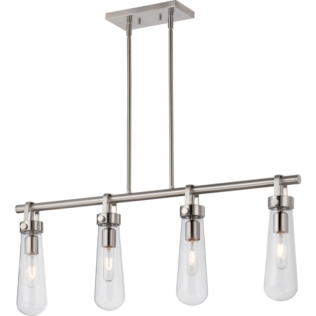 Beaker Linear Chandelier in Brushed Nickel, by Nuvo Lighting, 60-5265