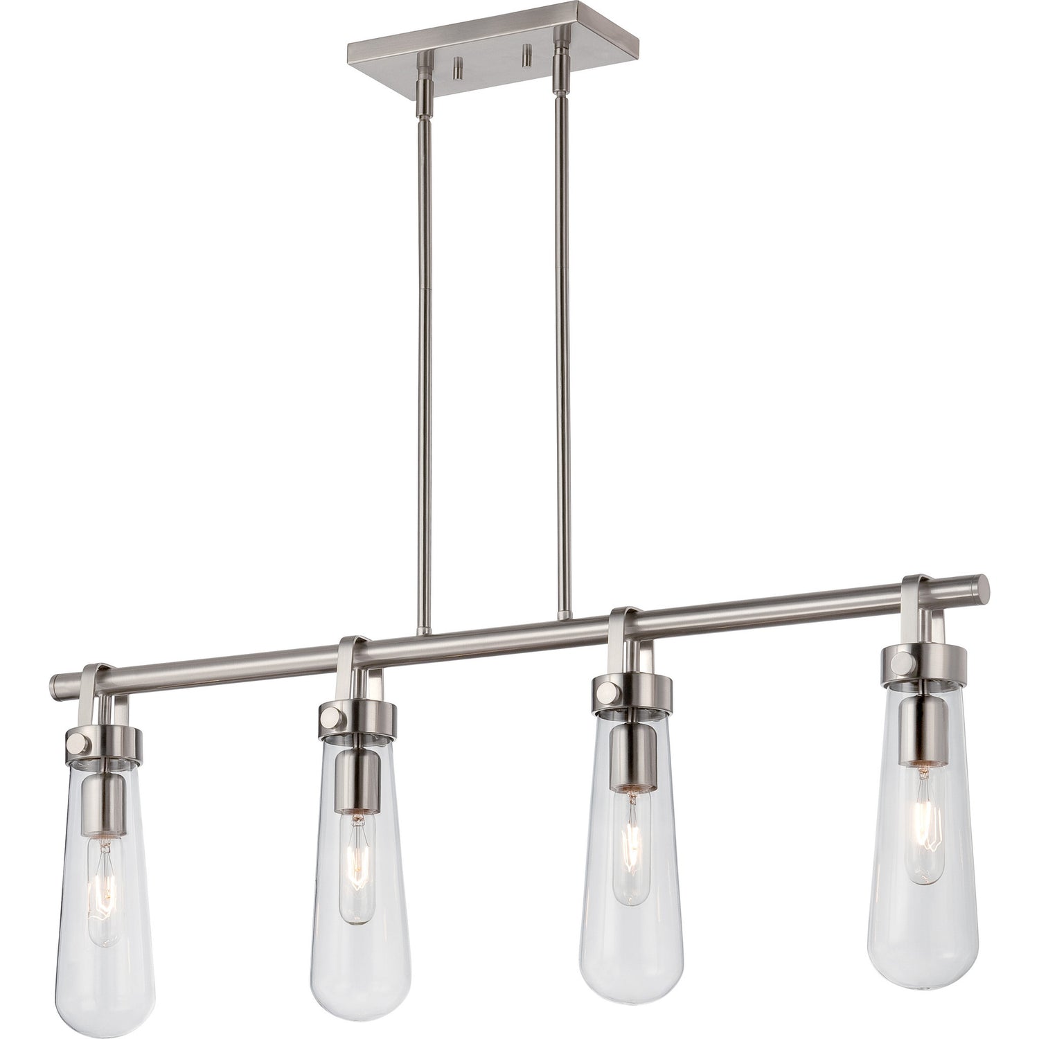 Beaker Linear Chandelier in Brushed Nickel, by Nuvo Lighting, 60-5265