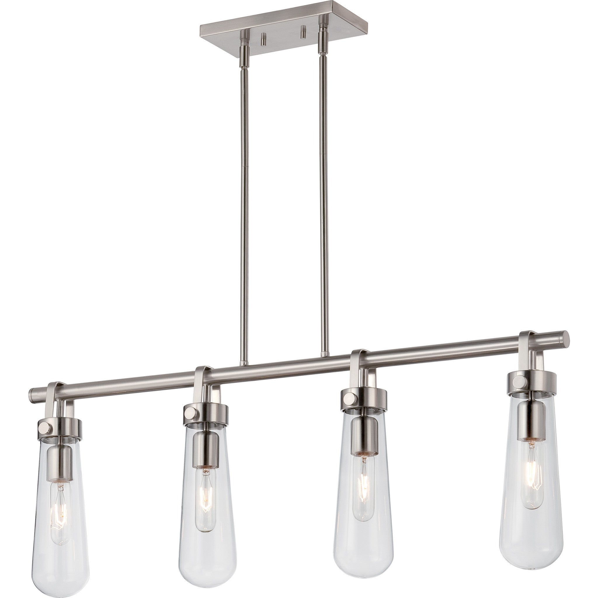 Beaker Linear Chandelier in Brushed Nickel, by Nuvo Lighting, 60-5265