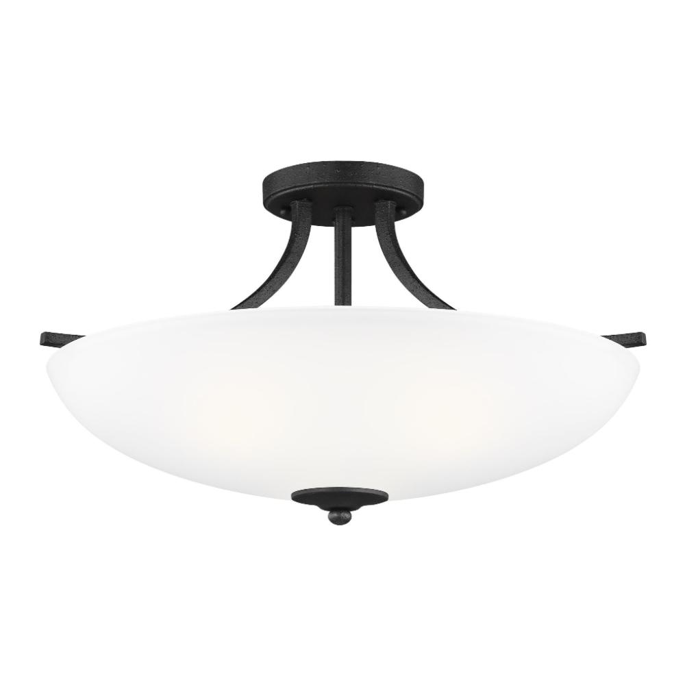 Barton 3-Light Semi-Flush Pendant, Pendant, Blacksmith