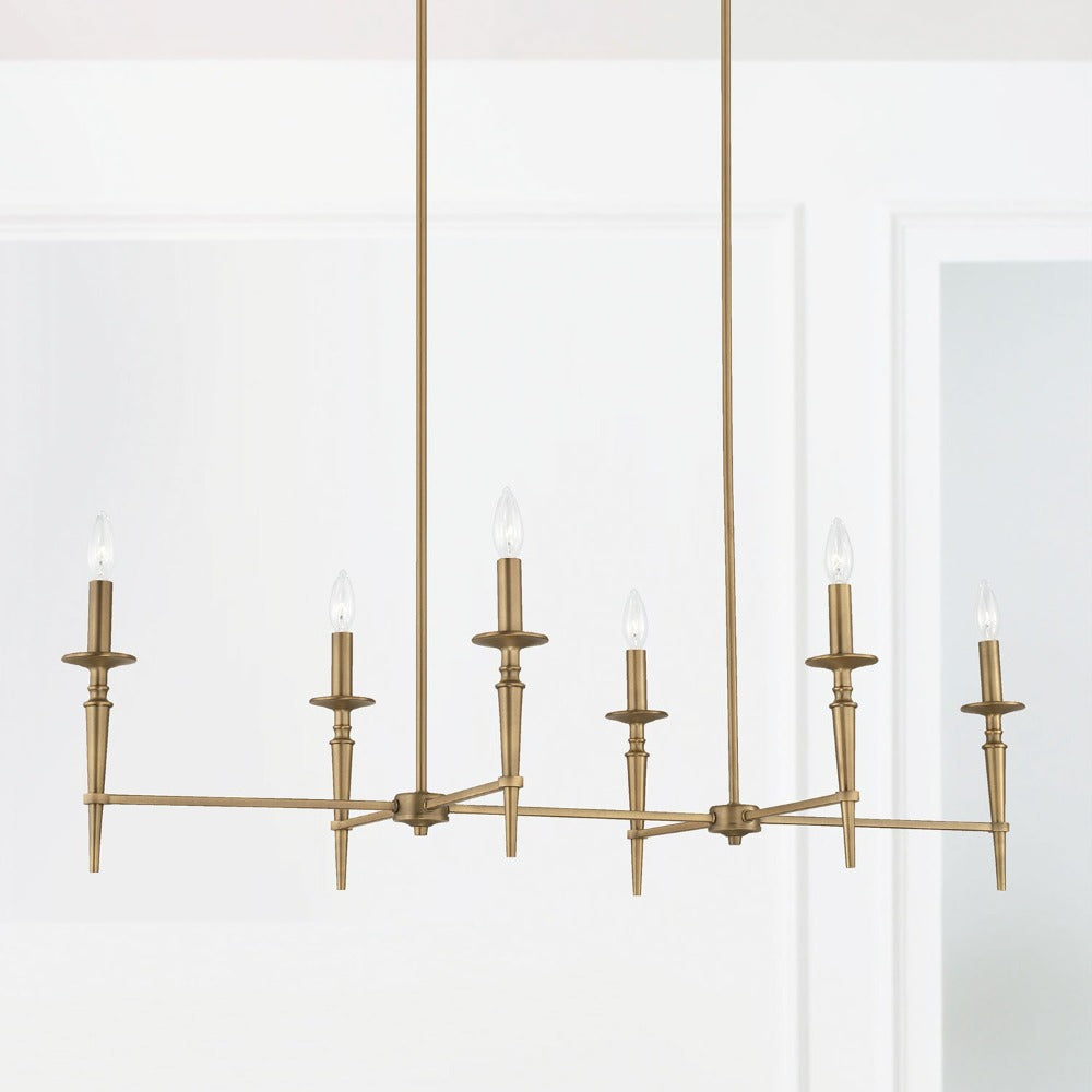 Erina Chandelier. Chandelier, Aged Brass