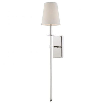 Large Monroe Sconce, 1-Light Wall Sconce, Polished Nickel, White Fabric Shade