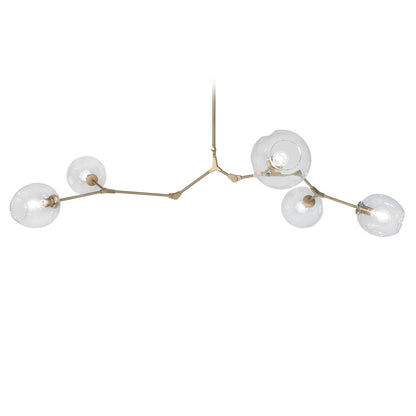 Fairfax Brass 5 Light Mid-Century Modern Chandelier with Clear Glass Globes by Avenue Lighting HF8085-BB