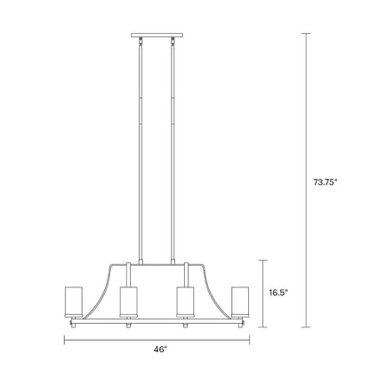 Adair 8 Light Linear Chandelier, Chandelier, Scale Drawing