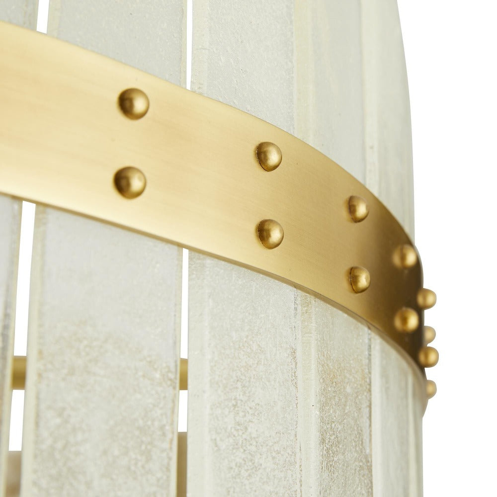 Luxe Glass Chandelier, Antique Brass and Organic Seeded Glass, Chandelier