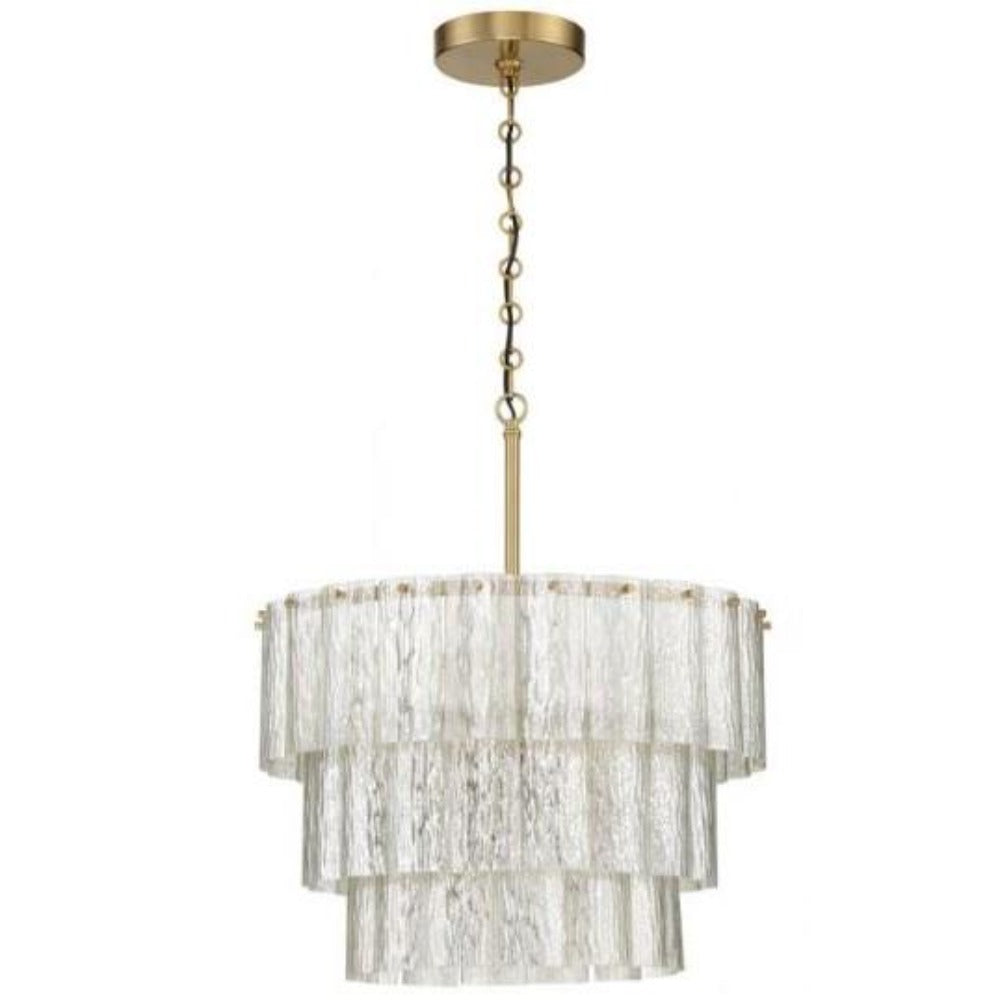 Bayside Tiered Antique Mercury Glass Chandelier, Chandelier, Satin Brass - SMALL