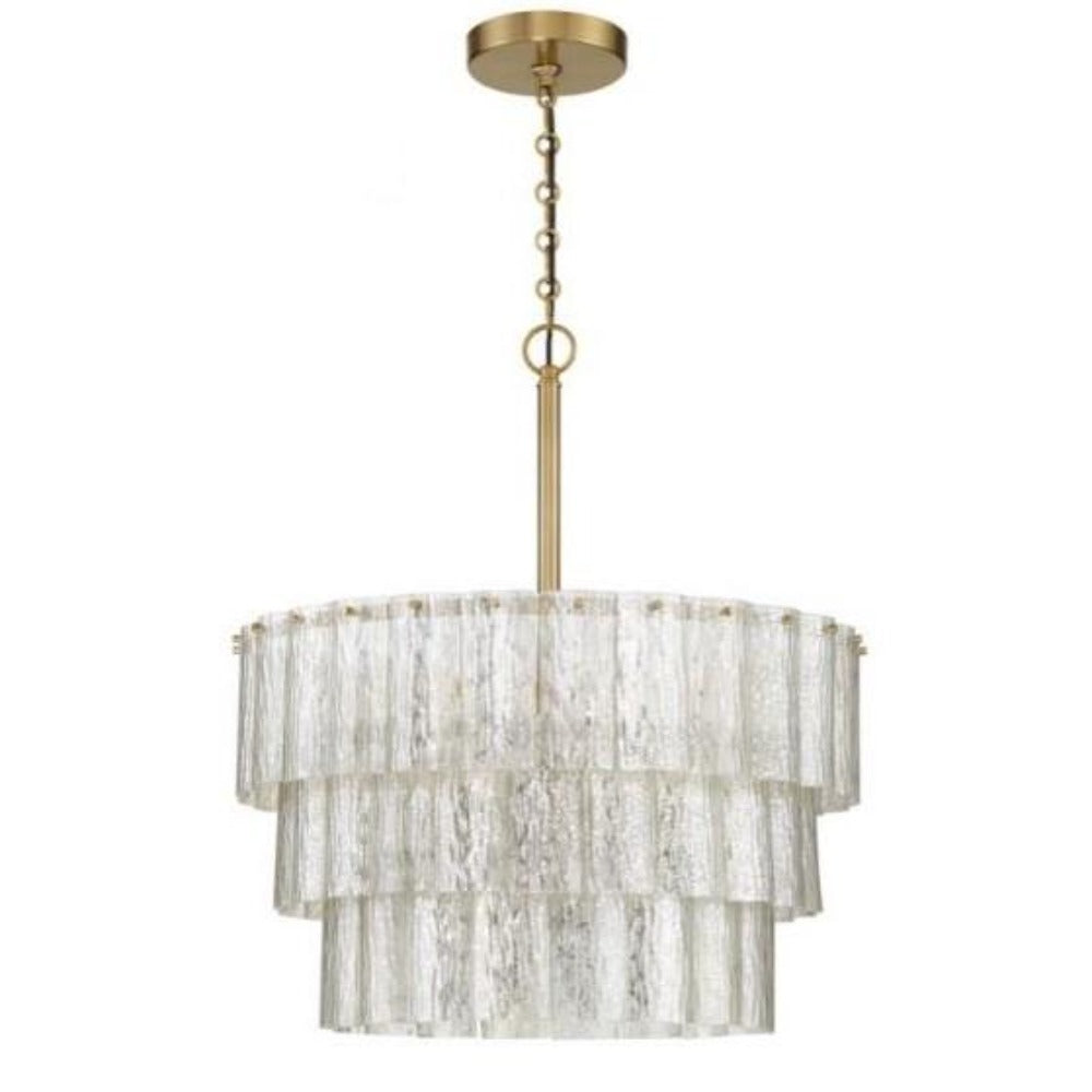 Bayside Tiered Antique Mercury Glass Chandelier, Chandelier, Satin Brass - MED