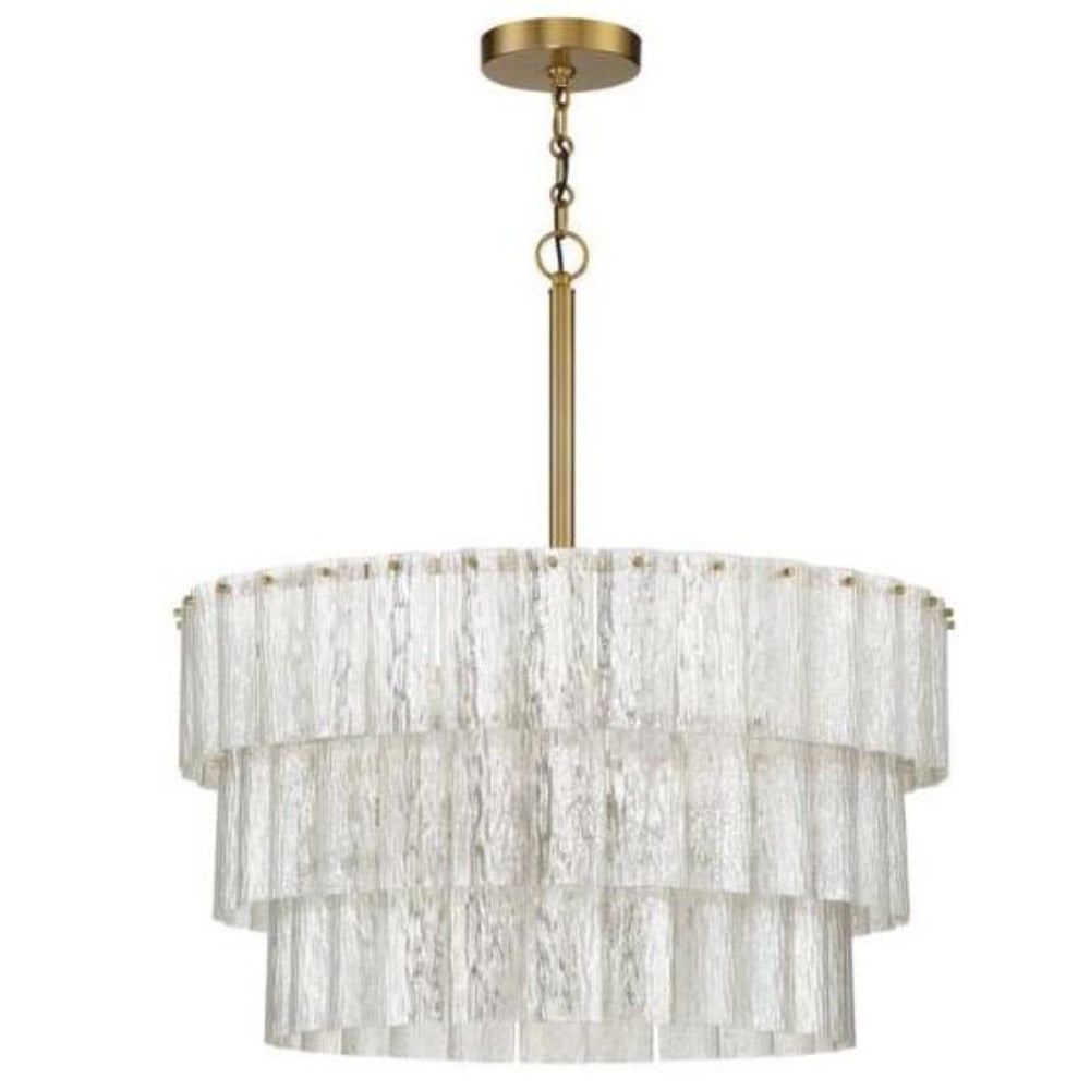 Bayside Tiered Antique Mercury Glass Chandelier, Chandelier, Satin Brass - LARGE
