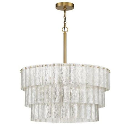 Bayside Tiered Antique Mercury Glass Chandelier, Chandelier, Satin Brass - LARGE