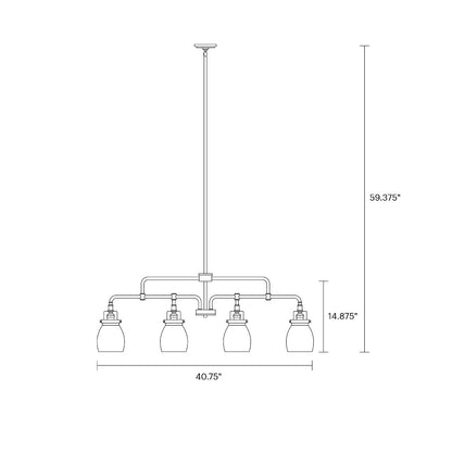 Belton Linear Chandelier, Chandelier, Scale Drawing