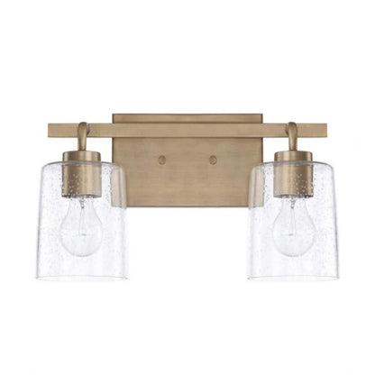 Greyson 2 Light Vanity in Aged Brass with Clear Seeded Glass Shades by Capital Lighting 128521AD-449
