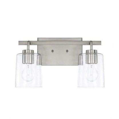 Greyson 2 Light Vanity in Brushed Nickel with Clear Seeded Glass Shades by Capital Lighting 128521BN-449