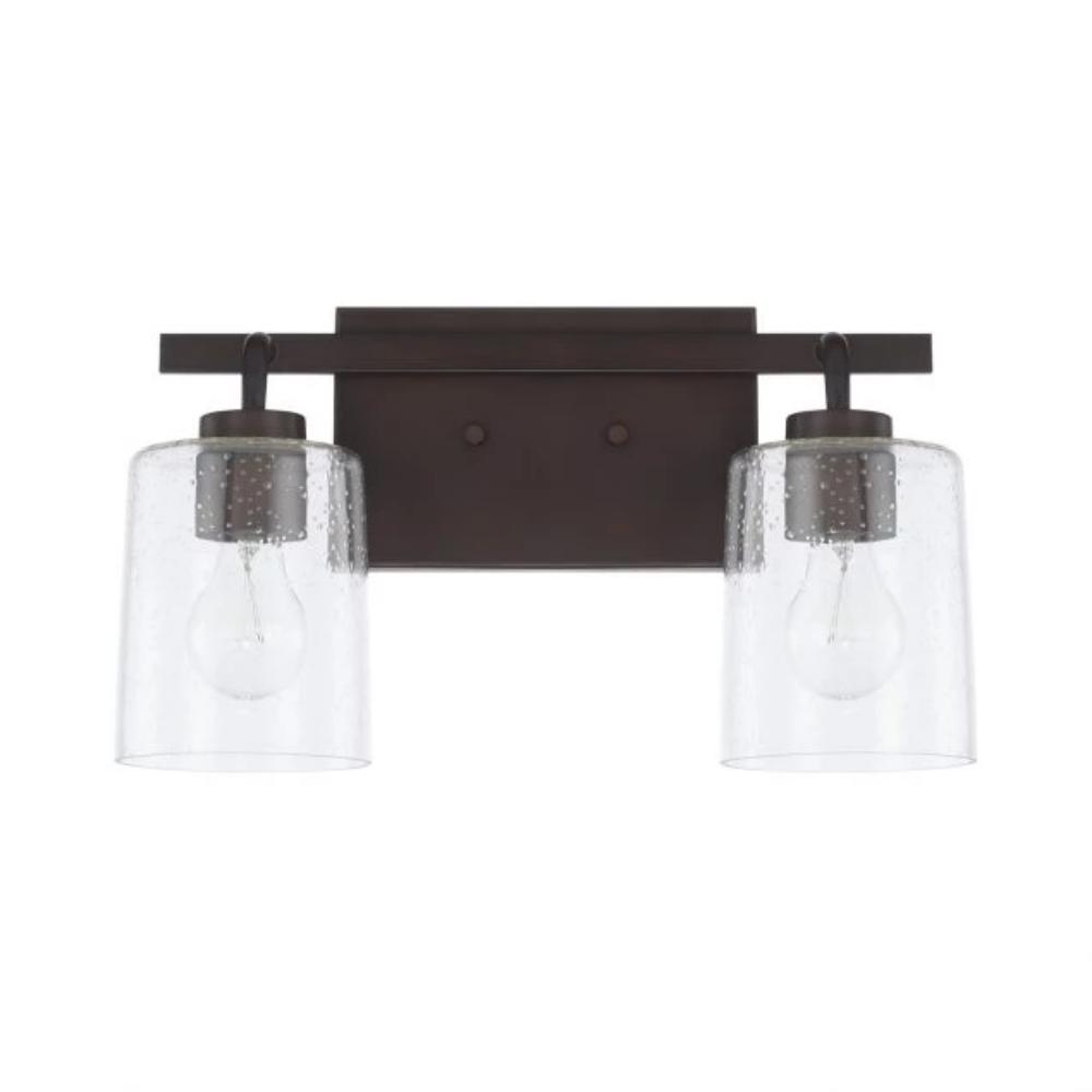 Greyson 2 Light Vanity in Bronze with Clear Seeded Glass Shades by Capital Lighting 128521BZ-449