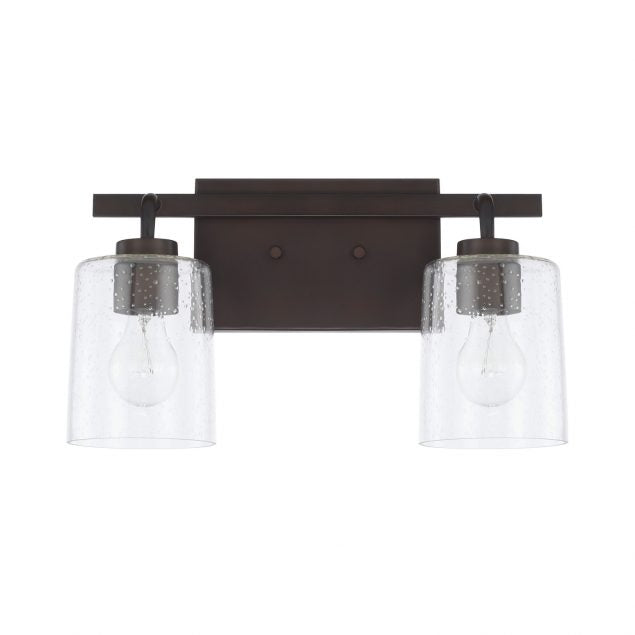 Greyson 2 Light Vanity in Bronze with Clear Seeded Glass Shades by Capital Lighting 128521BZ-449