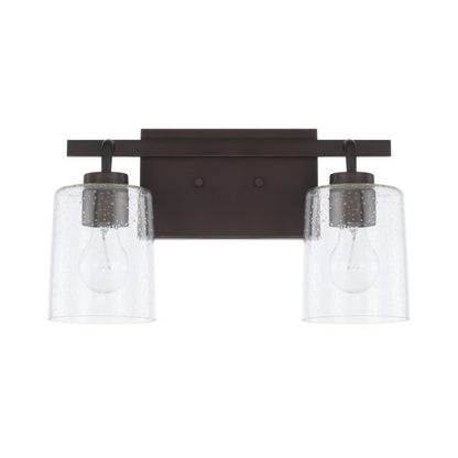Greyson 2 Light Vanity in Bronze with Clear Seeded Glass Shades by Capital Lighting 128521BZ-449
