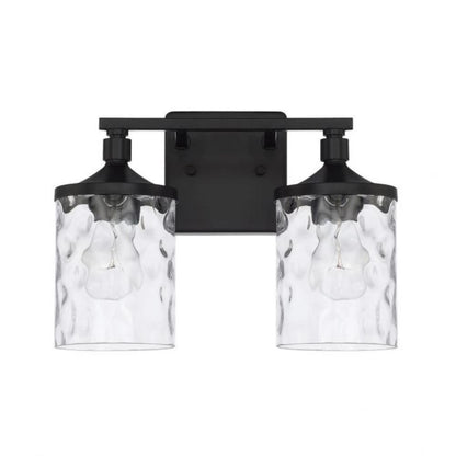Colton 2 Light Vanity in Matte Black with Clear Water Glass Shades by Capital Lighting 128821MB-451