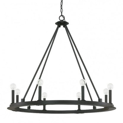 Capital Lighting 8 Light Pearson Circular Chandelier in Matte Black Iron 4918BI-000