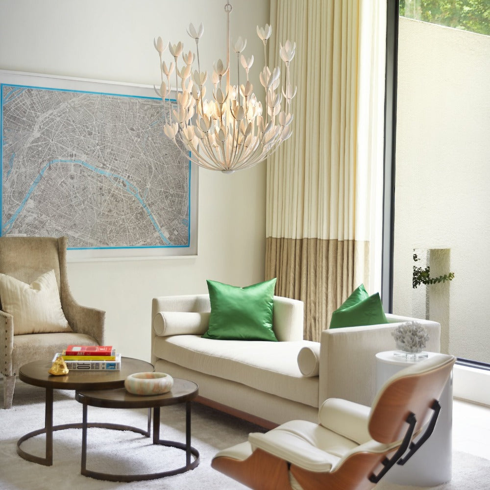 Magnolia Multi-Tiered Chandelier, Plaster White, Chandelier