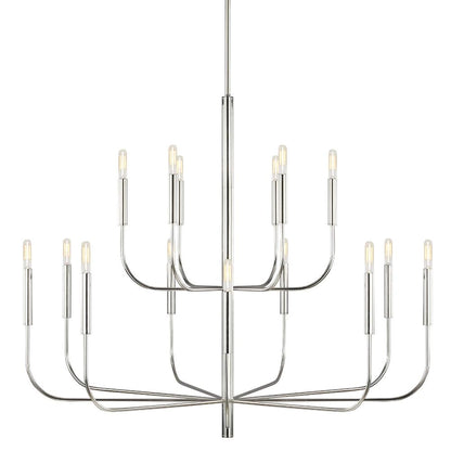 Fenella Chandelier, 15-Light Chandelier, Polished Nickel