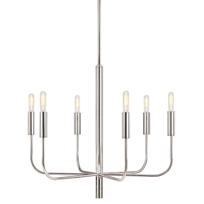 Fenella Chandelier, 6-Light Chandelier, Polished Nickel