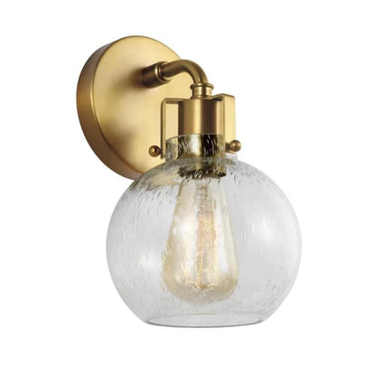 Clara Sconce, 1-Light Wall Sconce, Burnished Brass, Clear Seeded Glass