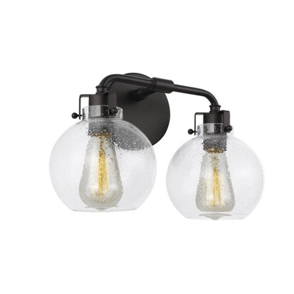 Clara Vanity, 2-Light Vanity, Oil Rubbed Bronze, Clear Seeded Glass