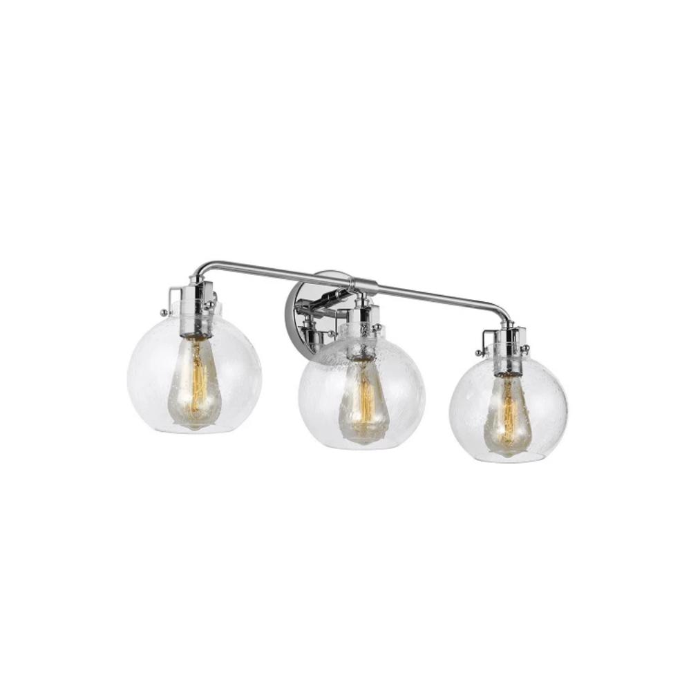 Clara Vanity, 3-Light Vanity, Chrome, Clear Seeded Glass