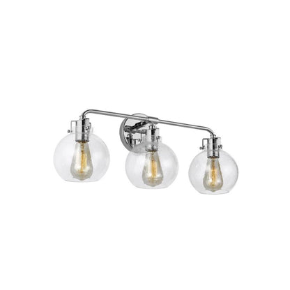 Clara Vanity, 3-Light Vanity, Chrome, Clear Seeded Glass