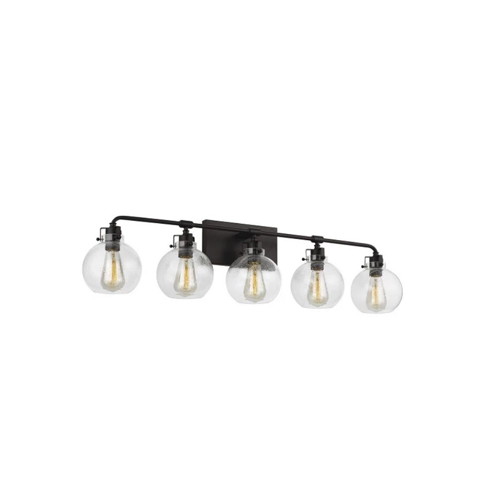 Clara Vanity, 5-Light Vanity, Oil Rubbed Bronze, Clear Seeded Glass