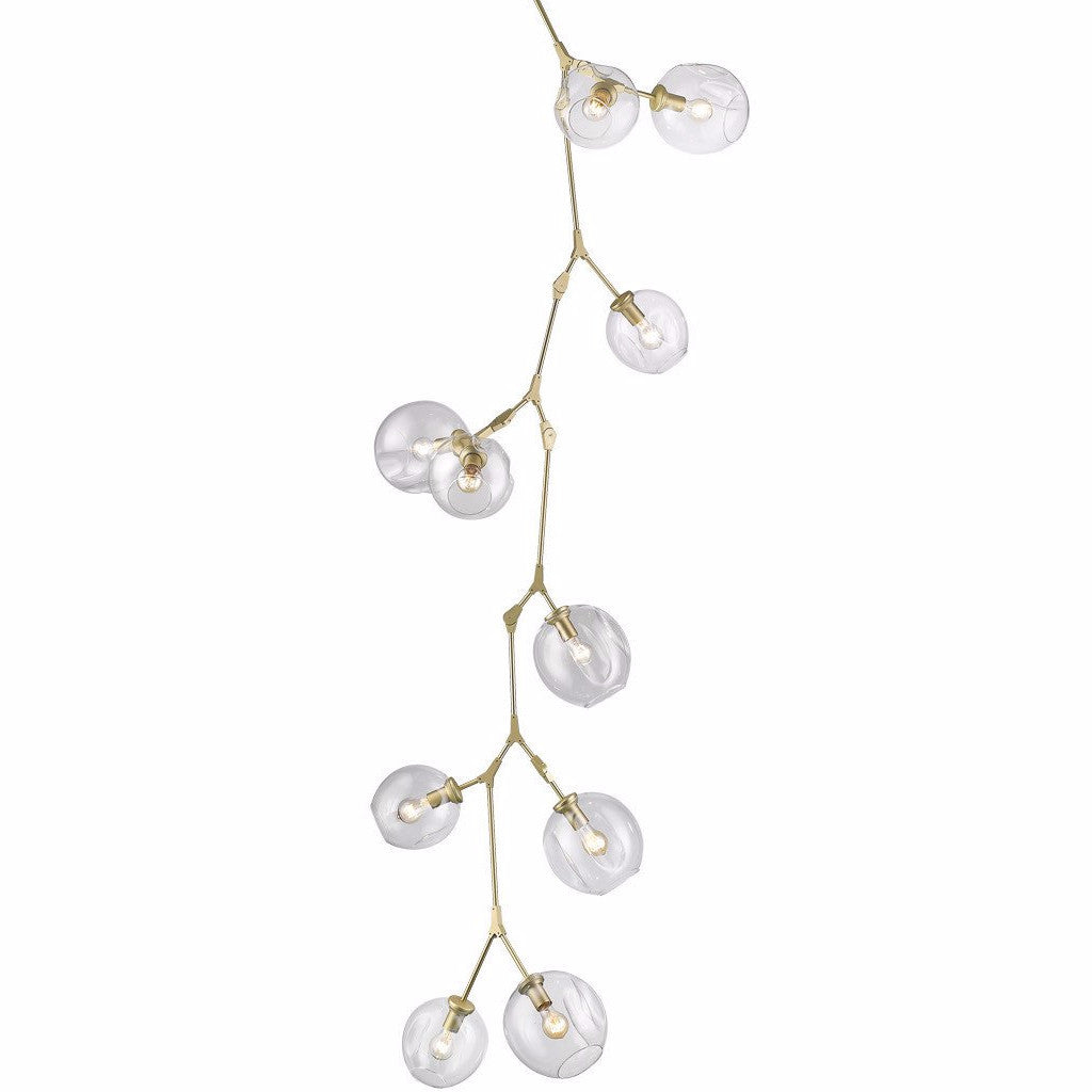 Mid-Century Modern Fairfax Brass 10 light Cascade Cluster Pendant by Avenue Lighting HF8080BB