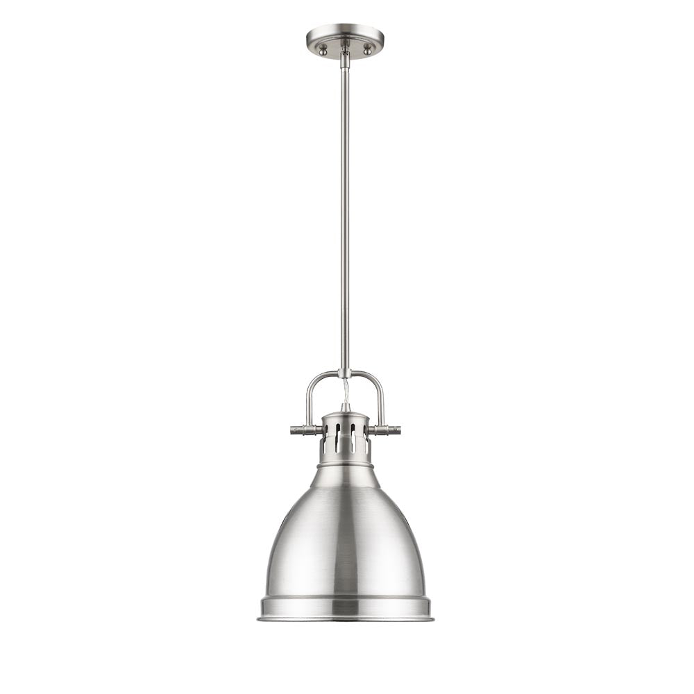 Duncan Small Pendant with Rod, Pewter, Pewter Shade