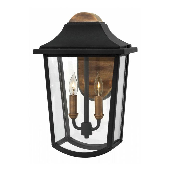2 Light Burton Outdoor Wall Light in Black and Brass by Hinkley Lighting 1 Light Burton Outdoor Wall Light in Black and Brass by Hinkley Lighting 1974BK