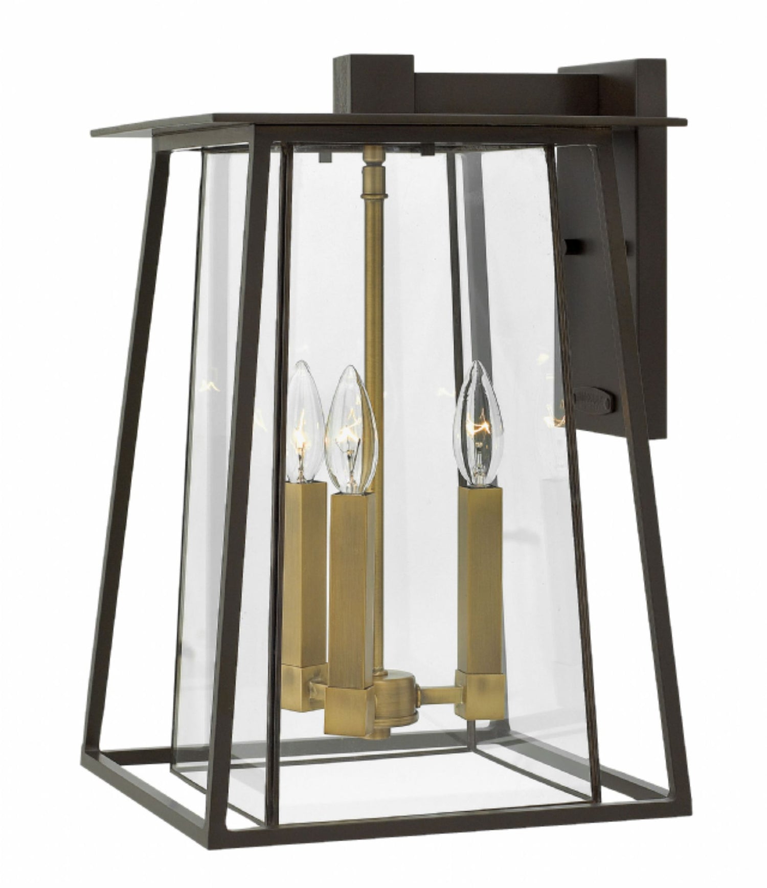 3 Light Walker Outdoor Wall Lantern in Buckeye Bronze with brass accents by Hinkley 2105KZ