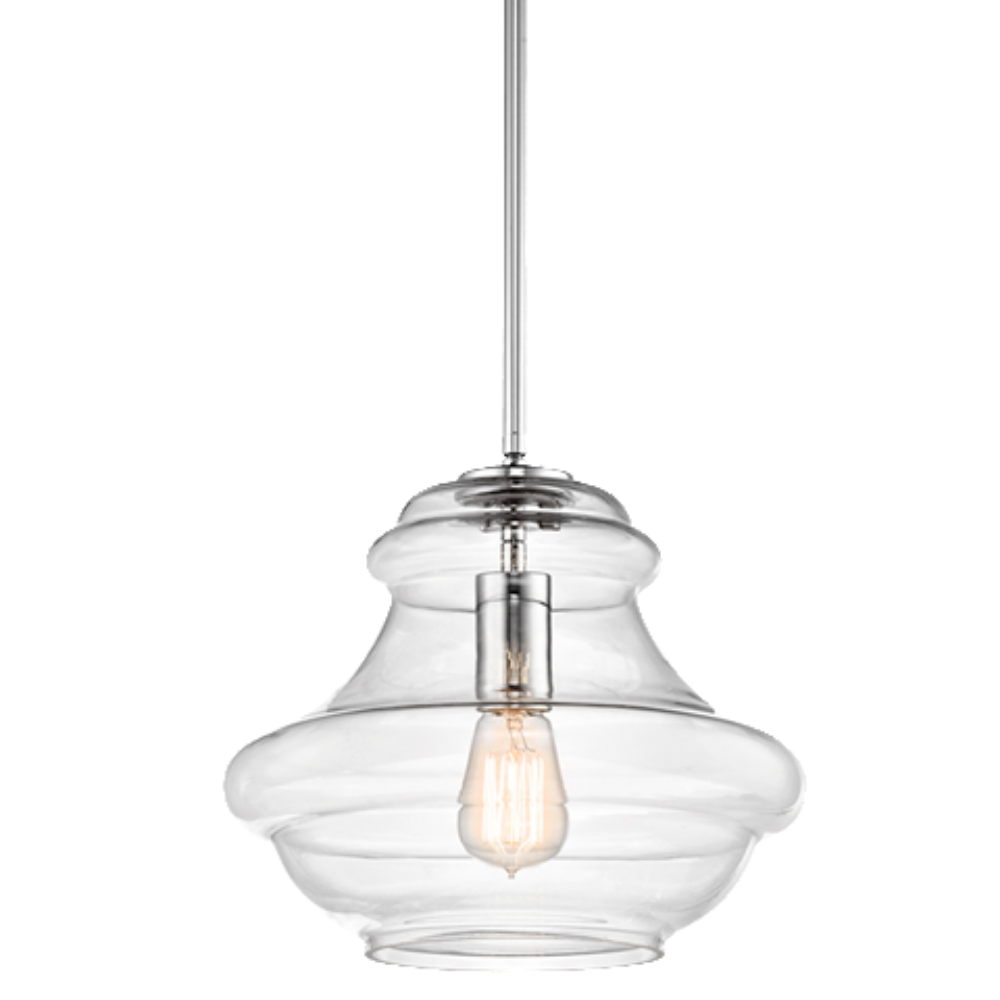 1 Light Everly Pendant in Chrome with clear glass by Kichler 42044OZ