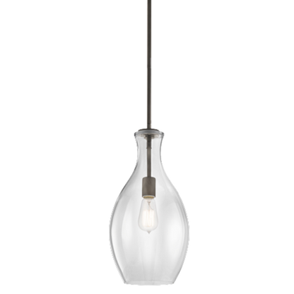 1 Light Everly Pendant in Olde Bronze with Clear Glass by Kichler 42047OZ