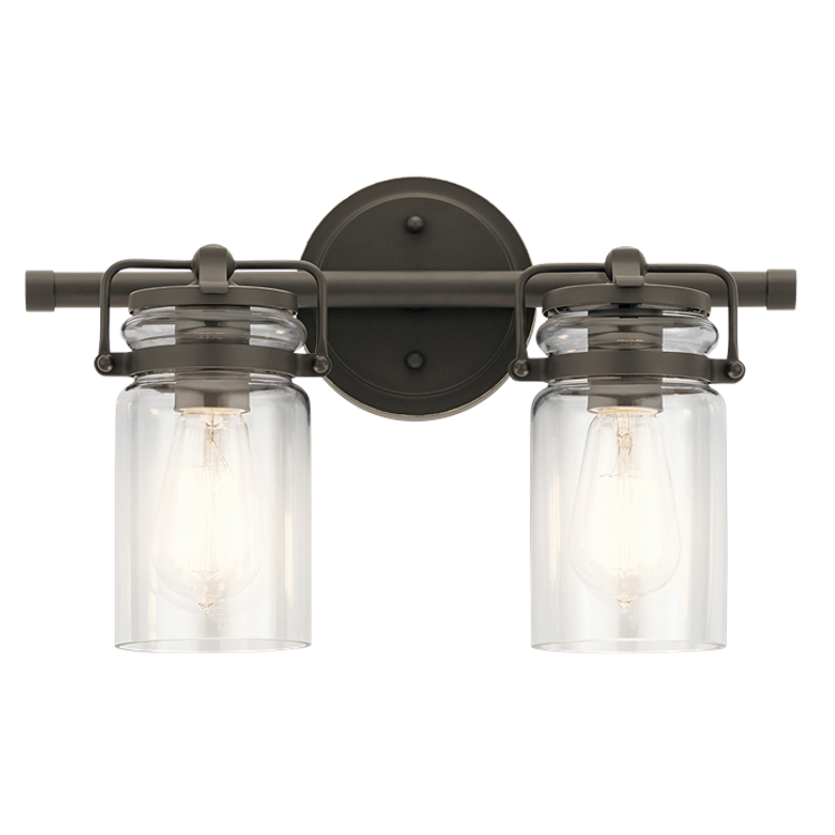 Brinley 2 Light Vanity in Olde Bronze with Clear Glass Shades by Kichler Lighting 45688OZ