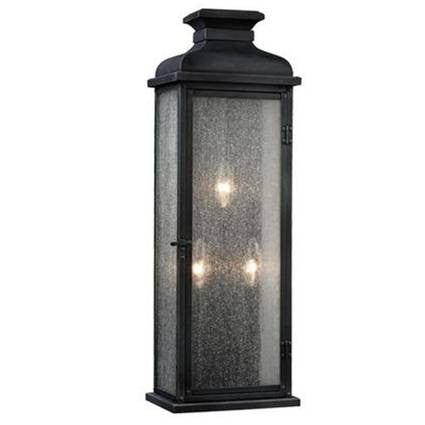 3 Light Pediment Outdoor Sconce in Dark Weathered Zinc by Sea Gull Lighting OL11104DWZ
