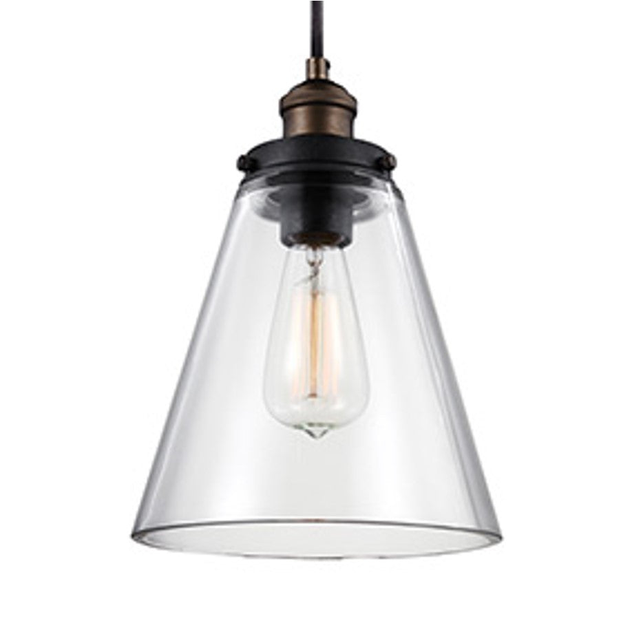 Baskin Pendant in Painted Aged Brass with a Dark Weathered Zinc Finish by Murray Feiss,  P1347PAGB/DWZ