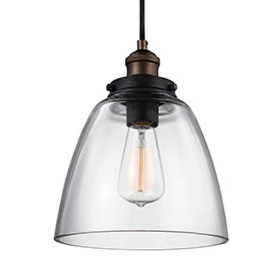 Baskin Pendant in Painted Aged Brass with a Dark Weathered Zinc Finish by Murray Feiss,  P1349PAGB/DWZ