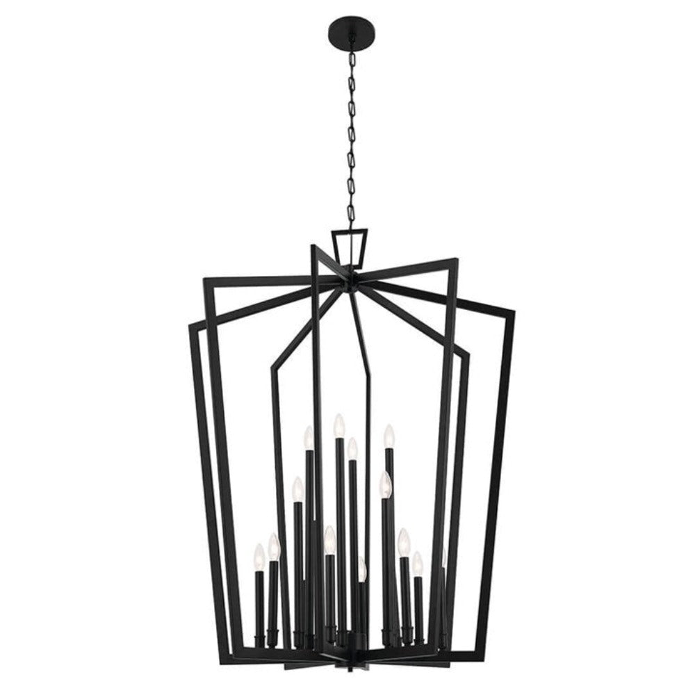16-Light Lantern Chandelier in Black