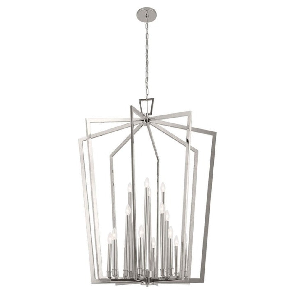 16-Light Lantern Chandelier in Polished Nickel